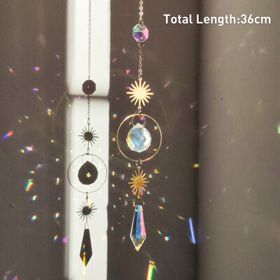 Rippuv kristallist ripats Aed Päikesepüüdja Tuulekellad Vikerkaarprisma kristallkett aknatilgakella jõulupuu kodukaunistamiseks