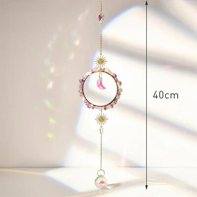 Rippuv kristallist ripats Aed Päikesepüüdja Tuulekellad Vikerkaarprisma kristallkett aknatilgakella jõulupuu kodukaunistamiseks