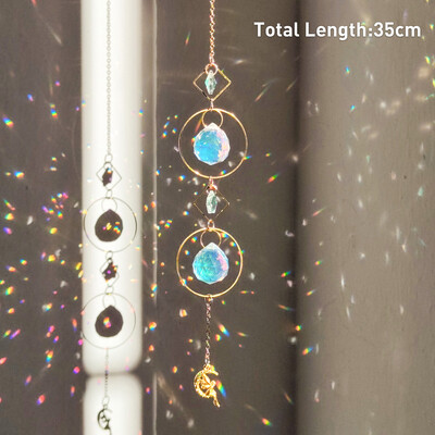 Rippuv kristallist ripats Aed Päikesepüüdja Tuulekellad Vikerkaarprisma kristallkett aknatilgakella jõulupuu kodukaunistamiseks