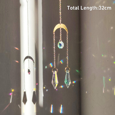 Rippuv kristallist ripats Aed Päikesepüüdja Tuulekellad Vikerkaarprisma kristallkett aknatilgakella jõulupuu kodukaunistamiseks