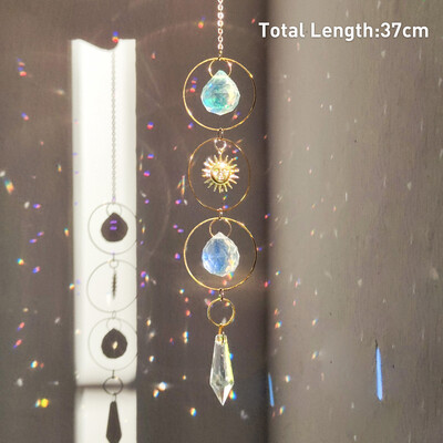 Rippuv kristallist ripats Aed Päikesepüüdja Tuulekellad Vikerkaarprisma kristallkett aknatilgakella jõulupuu kodukaunistamiseks