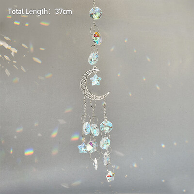 Rippuv kristallist ripats Aed Päikesepüüdja Tuulekellad Vikerkaarprisma kristallkett aknatilgakella jõulupuu kodukaunistamiseks