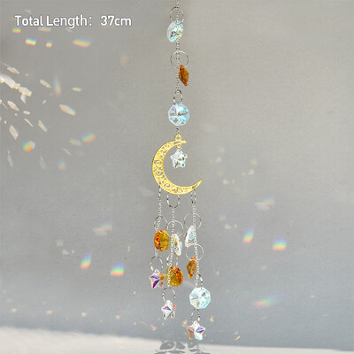 Rippuv kristallist ripats Aed Päikesepüüdja Tuulekellad Vikerkaarprisma kristallkett aknatilgakella jõulupuu kodukaunistamiseks