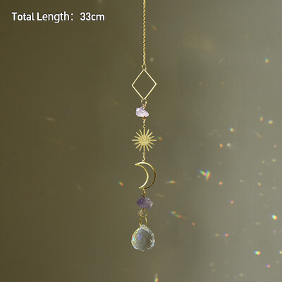 Rippuv kristallist ripats Aed Päikesepüüdja Tuulekellad Vikerkaarprisma kristallkett aknatilgakella jõulupuu kodukaunistamiseks