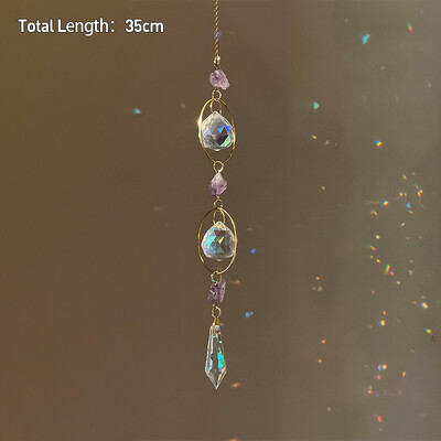 Rippuv kristallist ripats Aed Päikesepüüdja Tuulekellad Vikerkaarprisma kristallkett aknatilgakella jõulupuu kodukaunistamiseks