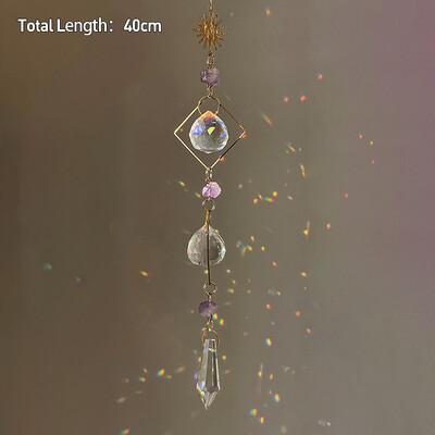Rippuv kristallist ripats Aed Päikesepüüdja Tuulekellad Vikerkaarprisma kristallkett aknatilgakella jõulupuu kodukaunistamiseks