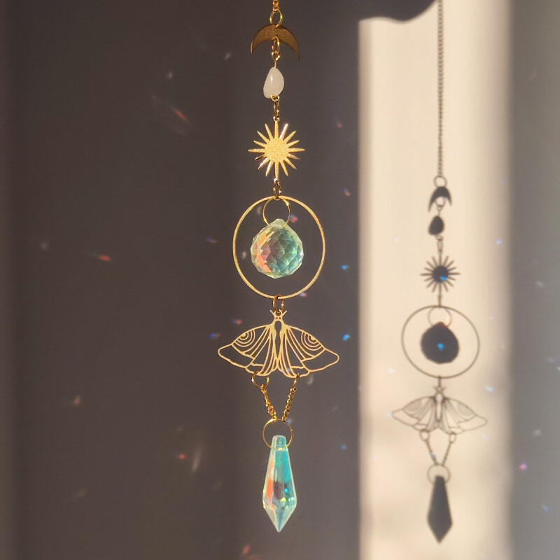 Πανέμορφο κρεμαστό κρύσταλλο Golden Butterfly Garden Suncatcher Rainbow Prism Wind Chimes για Διακόσμηση γιορτινού πάρτι με παράθυρο στο σπίτι