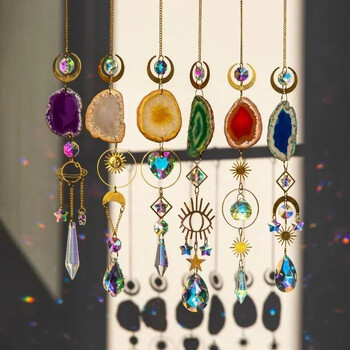 Suncatcher Crystal Sun and Moon Crystals Prism Rainbow Sun Catcher Διακόσμηση κήπου Κρεμαστό παράθυρο Διακοσμητικό βεράντας