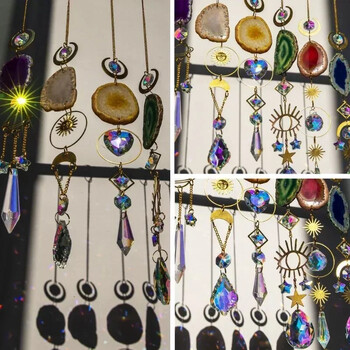 Suncatcher Crystal Sun and Moon Crystals Prism Rainbow Sun Catcher Διακόσμηση κήπου Κρεμαστό παράθυρο Διακοσμητικό βεράντας