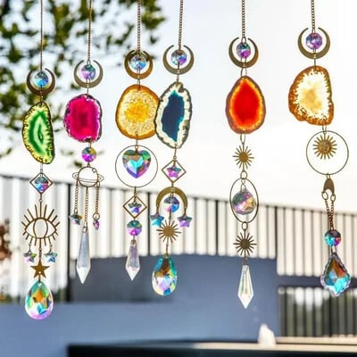 Suncatcher Crystal Sun and Moon Crystals Prism Rainbow Sun Catcher Διακόσμηση κήπου Κρεμαστό παράθυρο Διακοσμητικό βεράντας