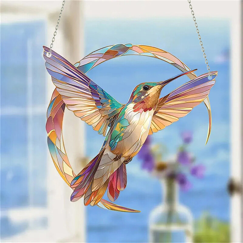 Cute Hummingbirds Suncatchers Outdoor Acrylic Accents Decor for Patios Decor Διακόσμηση σπιτιού Διακόσμηση κήπου εξωτερικού χώρου