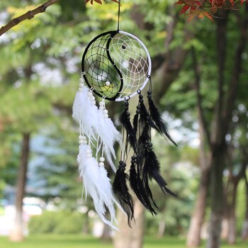 Balance Harmony Dream Catcher Bedroom Decor Dream Catcher Black White Feather Dream Catchers Yin Yang Стенни декорации за дома