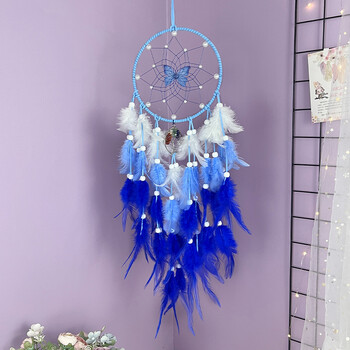 Dream Catcher Butterfly Висящи орнаменти Crystal Tree of Life Ръчно изработени цветни пера Wind Chimes Фестивални подаръци Декорация на дома