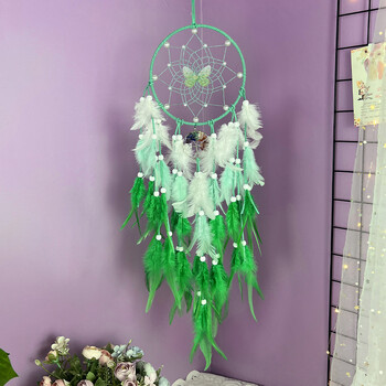 Dream Catcher Butterfly Висящи орнаменти Crystal Tree of Life Ръчно изработени цветни пера Wind Chimes Фестивални подаръци Декорация на дома