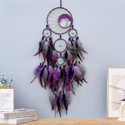 1 pc Handcraft Purple Dream Catcher Feather Dreamcatcher Girl Room Bell Κρεβατοκάμαρα Ρομαντικό Κρεμαστό Στολίδι