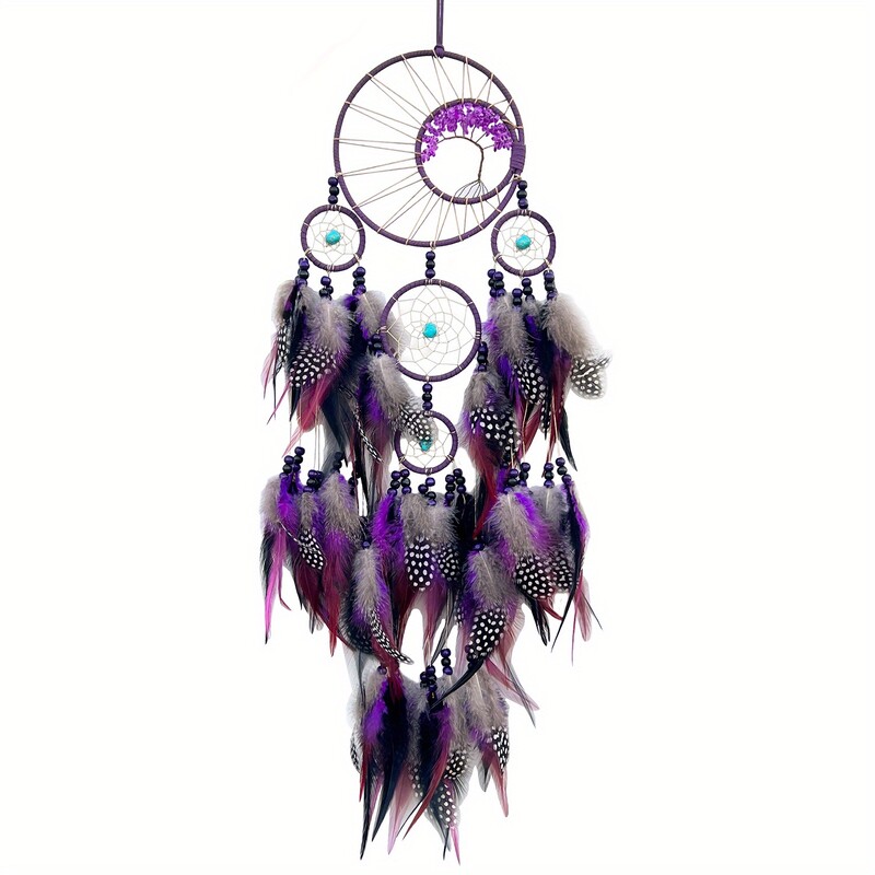 1 pc Handcraft Purple Dream Catcher Feather Dreamcatcher Girl Room Bell Κρεβατοκάμαρα Ρομαντικό Κρεμαστό Στολίδι