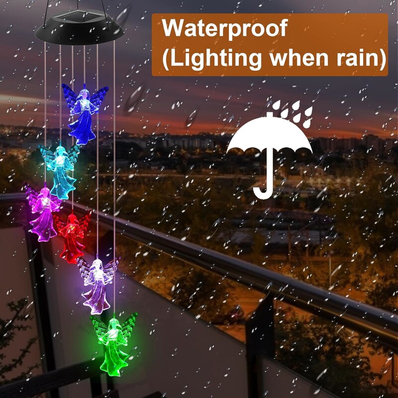 LED ηλιακό μεταβλητό φως, αδιάβροχο χρώμα ντεγκραντέ Butterfly Angel Wind Chime Light για γκαζόν αυλής κήπου, μαμά