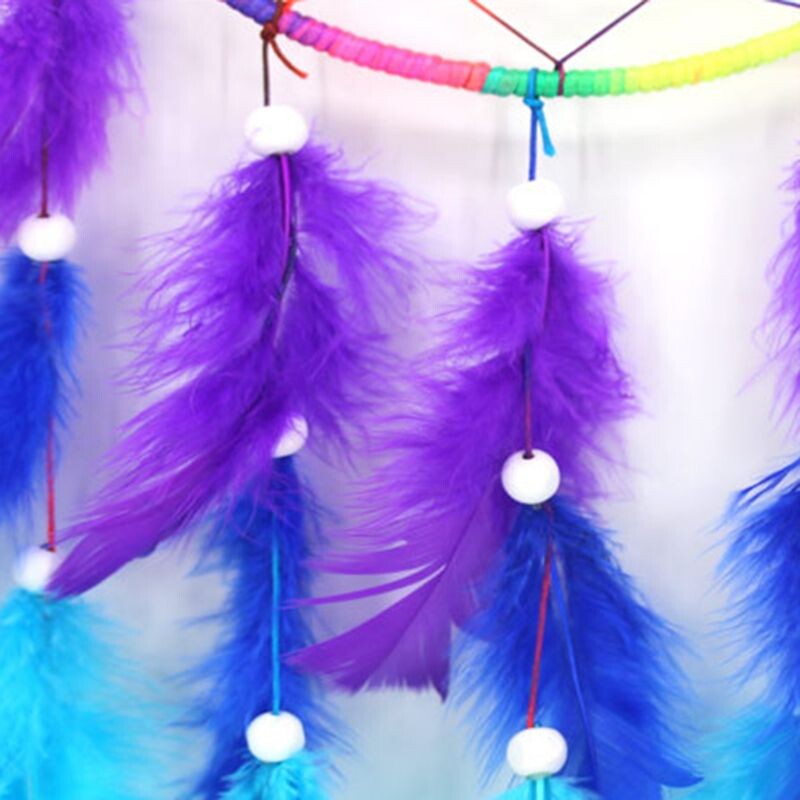 Hvatač snova Šareni lovci na snove Ručno rađena tradicijska vješalica s duginim perjem