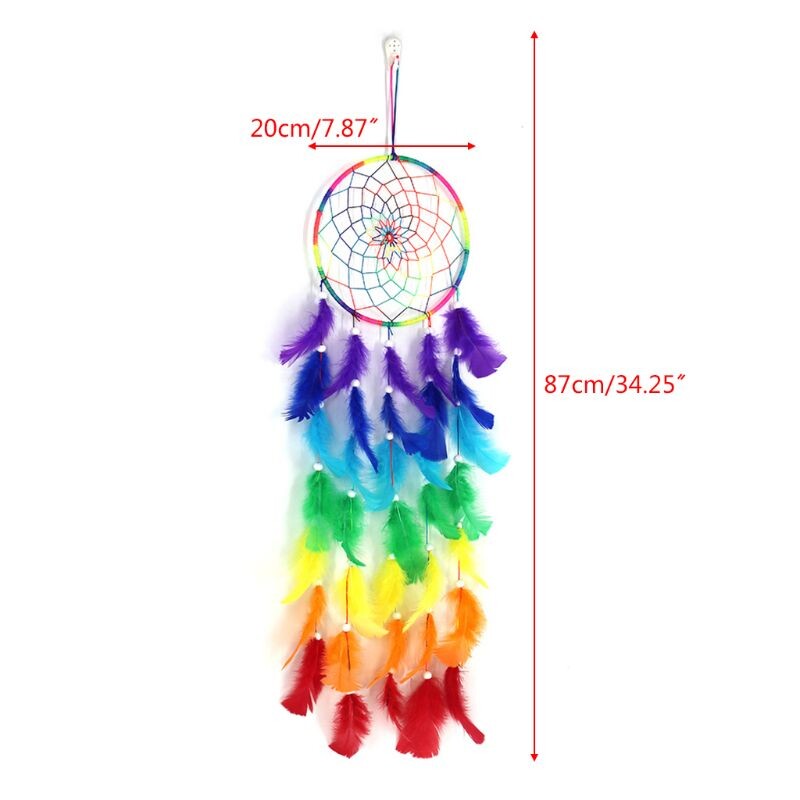 Hvatač snova Šareni lovci na snove Ručno rađena tradicijska vješalica s duginim perjem