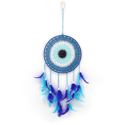 Χειροποίητα μπλε φτερά Dreamcatcher Διακόσμηση σπιτιού Κρεμαστά στολίδια για τοίχο κρεβατοκάμαρα Σαλόνι Δωμάτιο για κορίτσι Dream Catchers #