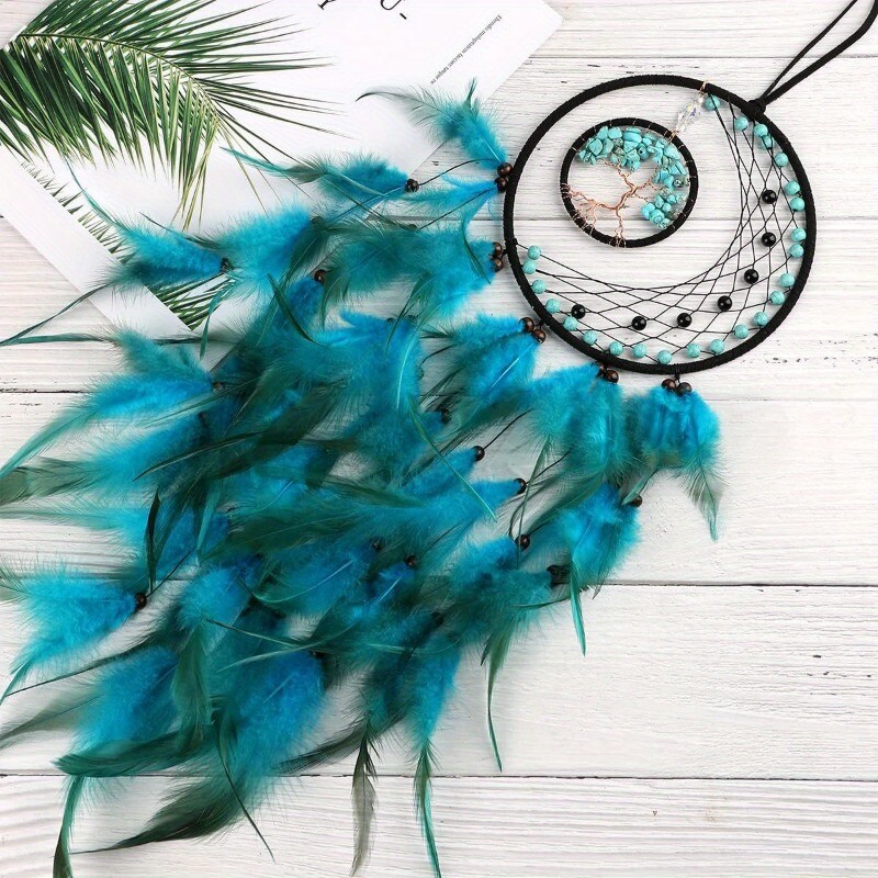 1 tk tsüaansinised unenäopüüdjad, unenäopüüdja elupuu, käsitsi valmistatud unenäopüüdja tervendava kristallkiviseinaga kodukaunistusega