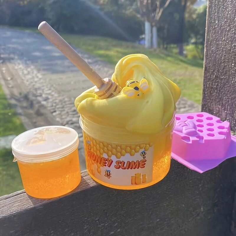 DIY Honey Slime Set, Yellow Transparent Slime+ Yellow Clay, Simulation Handmade Toy, Παιδικό Παιχνίδι, Δώρο που ανακουφίζει από το άγχος, Odorle