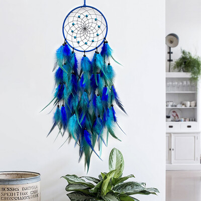 Nordic Hand-woven πολύχρωμα φτερά Wind Chimes Dreamcatcher Κρεμαστά στολίδια σαλονιού Δημιουργική διακόσμηση τοίχου Διακόσμηση κρεβατοκάμαρας
