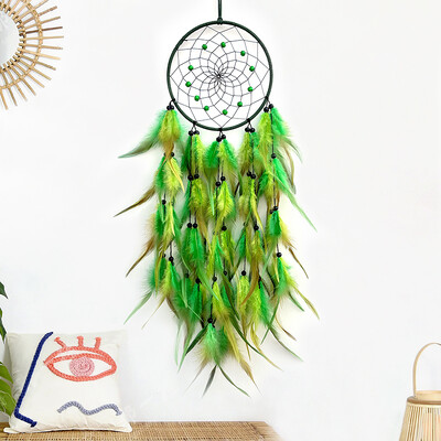 Nordic Hand-woven πολύχρωμα φτερά Wind Chimes Dreamcatcher Κρεμαστά στολίδια σαλονιού Δημιουργική διακόσμηση τοίχου Διακόσμηση κρεβατοκάμαρας