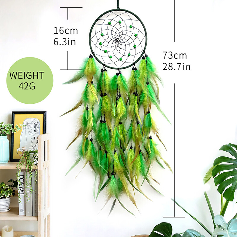 Nordic Hand-woven πολύχρωμα φτερά Wind Chimes Dreamcatcher Κρεμαστά στολίδια σαλονιού Δημιουργική διακόσμηση τοίχου Διακόσμηση κρεβατοκάμαρας