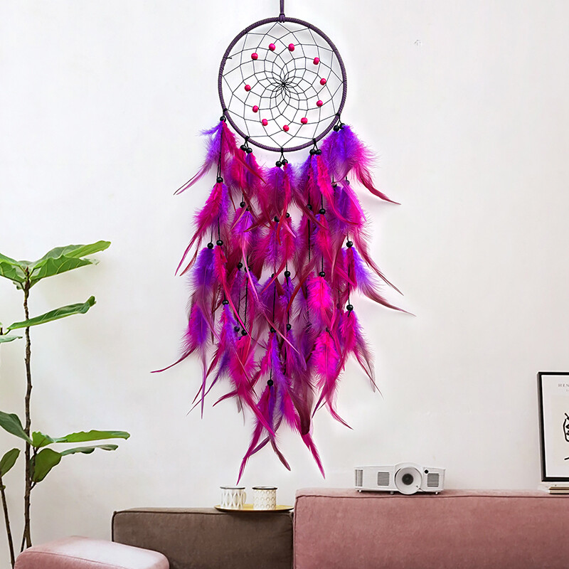Nordic Hand-woven πολύχρωμα φτερά Wind Chimes Dreamcatcher Κρεμαστά στολίδια σαλονιού Δημιουργική διακόσμηση τοίχου Διακόσμηση κρεβατοκάμαρας