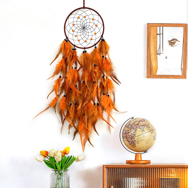 Nordic Hand-woven πολύχρωμα φτερά Wind Chimes Dreamcatcher Κρεμαστά στολίδια σαλονιού Δημιουργική διακόσμηση τοίχου Διακόσμηση κρεβατοκάμαρας