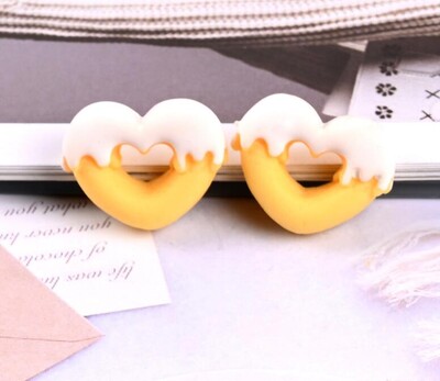 20 τμχ/παρτίδα Ρητίνη Cabochon Flatback Heart Shape Simulation Food DIY Scrapbooking Διακοσμητικό χειροτεχνία 20mm×25mm