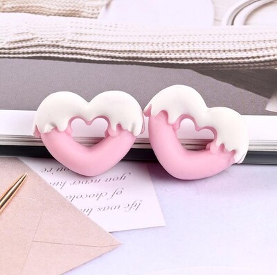 20 τμχ/παρτίδα Ρητίνη Cabochon Flatback Heart Shape Simulation Food DIY Scrapbooking Διακοσμητικό χειροτεχνία 20mm×25mm