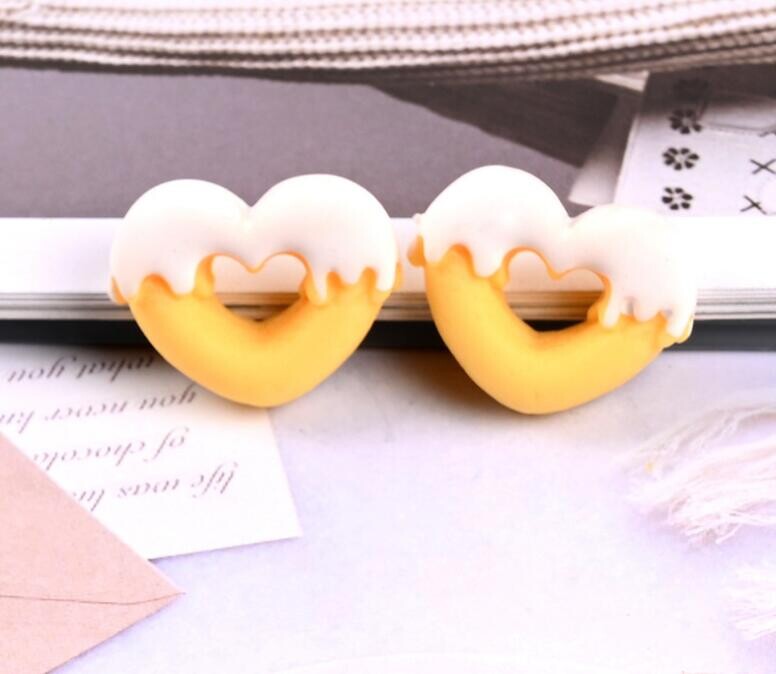 20 τμχ/παρτίδα Ρητίνη Cabochon Flatback Heart Shape Simulation Food DIY Scrapbooking Διακοσμητικό χειροτεχνία 20mm×25mm