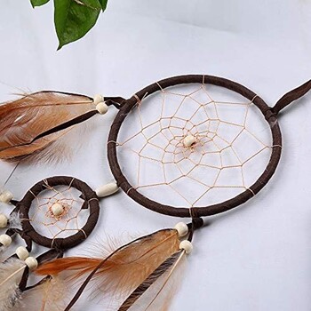 Dream Catcher Кафяв декоративен Dream Catcher Дневна Dream Catcher за окачване на стена, декорация, фестивал, подарък Издръжлив