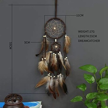 Dream Catcher Кафяв декоративен Dream Catcher Дневна Dream Catcher за окачване на стена, декорация, фестивал, подарък Издръжлив