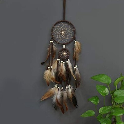 Dream Catcher Καφέ Διακοσμητικό Dream Catcher Σαλόνι Dream Catcher Για Κρεμάστρα τοίχου, Διακόσμηση, Φεστιβάλ, Δώρο Ανθεκτικό