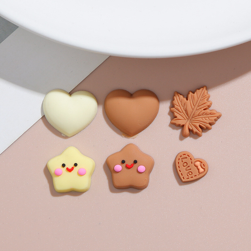 20 τμχ Star Heart Shape Maple Leaf Resin Cabochon for Cake Topper Accessories DIY Hair Clip Decorating Crafts