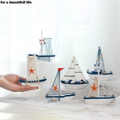 Nou 1buc 6 culori Nautic Creativ Barcă cu pânze Mod Decor Camera Figurine Miniaturi Stil Navă Ornamente pentru bărci mici