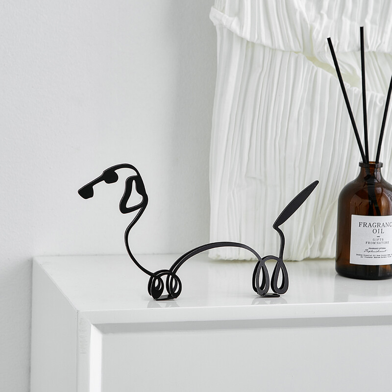 kodukaunistusesemed kawaii tubaKassi ornament Kingitus Töölaud Kunstisisustus Lihtne Metal Koer skulptuur kirjutuslaud kontoritarvikud Armas