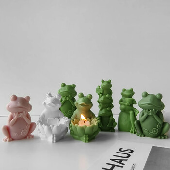 Cute Frog Candle Mold Mold Aroma Γύψινα στολίδια Καλούπια Χειροποίητα προμήθειες κατασκευής κεριών σιλικόνης