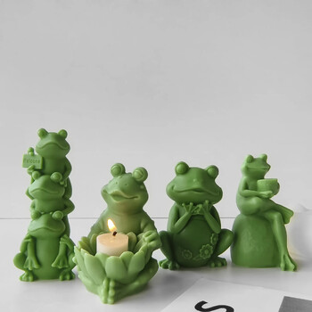 Cute Frog Candle Mold Mold Aroma Γύψινα στολίδια Καλούπια Χειροποίητα προμήθειες κατασκευής κεριών σιλικόνης