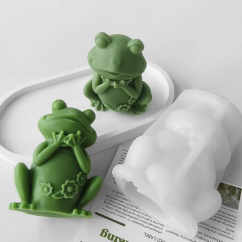 Cute Frog Candle Mold Mold Aroma Γύψινα στολίδια Καλούπια Χειροποίητα προμήθειες κατασκευής κεριών σιλικόνης