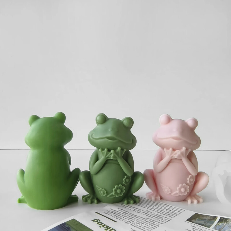 Cute Frog Candle Mold Mold Aroma Γύψινα στολίδια Καλούπια Χειροποίητα προμήθειες κατασκευής κεριών σιλικόνης
