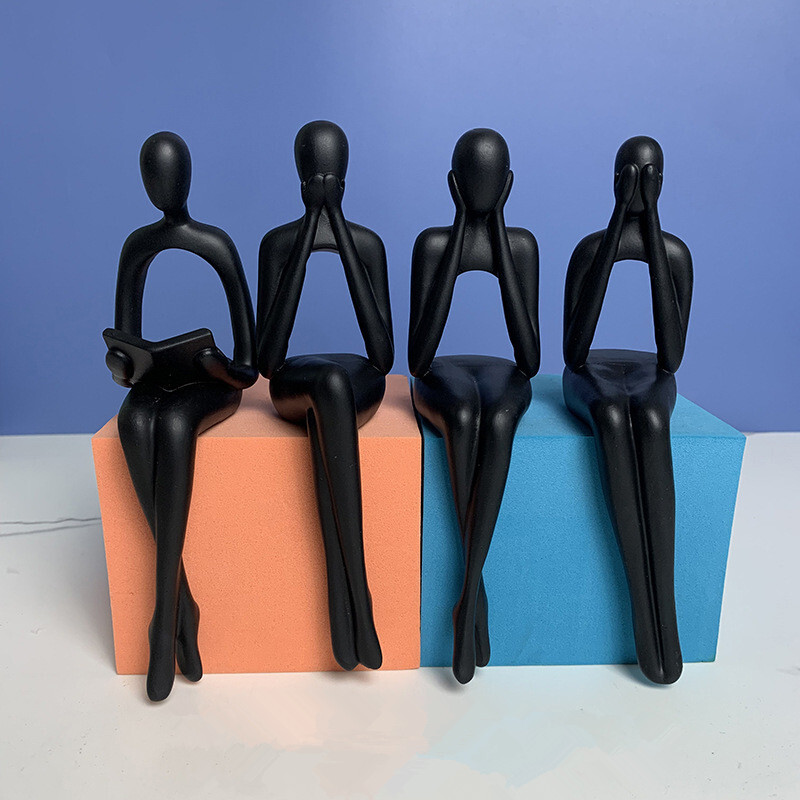 Απλή και στοχαστική, αφηρημένη στάση καθιστού, φιγούρες, χειροτεχνίες από ρητίνη, διακοσμήσεις, διακοσμήσεις σπιτιού και σαλονιού