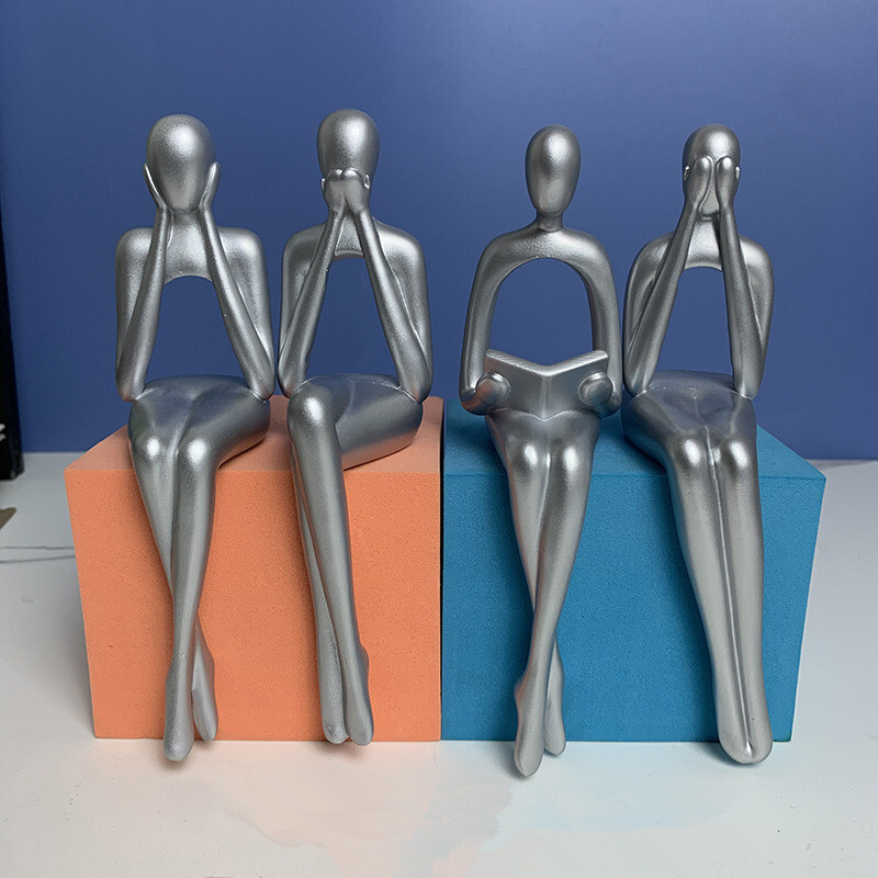 Απλή και στοχαστική, αφηρημένη στάση καθιστού, φιγούρες, χειροτεχνίες από ρητίνη, διακοσμήσεις, διακοσμήσεις σπιτιού και σαλονιού