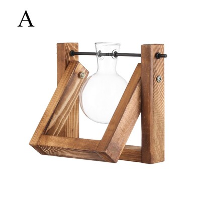 Υδροπονικά βάζα φυτών Γυάλινο βάζο Vintage μπονσάι γλάστρα Terrarium Επιτραπέζιος δίσκος Ξύλινος σκελετός Διακόσμηση σπιτιού