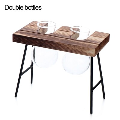 Hüdropoonilised taimevaasid Klaasvaas Vintage bonsai lillepott Terraarium Lauaplaat Puidust raamiga kodukaunistus