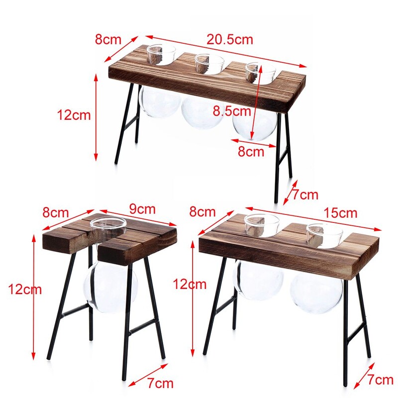 Hüdropoonilised taimevaasid Klaasvaas Vintage bonsai lillepott Terraarium Lauaplaat Puidust raamiga kodukaunistus