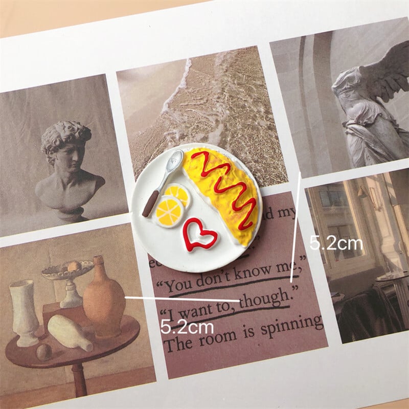 Δημιουργικό αυτοκόλλητο ψυγείου τρισδιάστατης ρητίνης, Αυγό φαγητού, Ψωμί, Καφές, Ντομάτες, Μπαστούνια, Διακόσμηση πρωινού